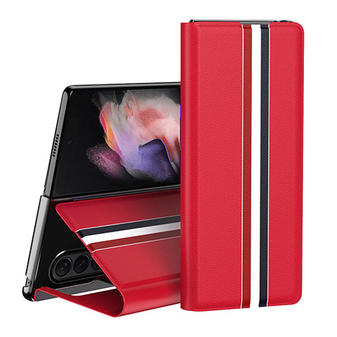 Coque Luxe Cuir et Plastique Housse Etui Mat H02 pour Samsung Galaxy Z Fold4 5G Rouge