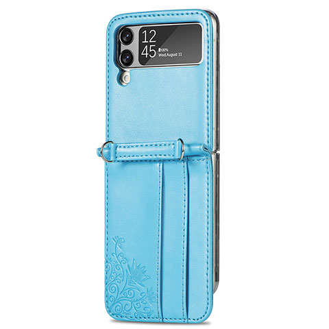 Coque Luxe Cuir et Plastique Housse Etui Mat H04 pour Samsung Galaxy Z Flip3 5G Bleu