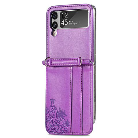 Coque Luxe Cuir et Plastique Housse Etui Mat H04 pour Samsung Galaxy Z Flip3 5G Violet