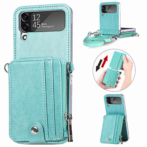 Coque Luxe Cuir et Plastique Housse Etui Mat H06 pour Samsung Galaxy Z Flip4 5G Vert