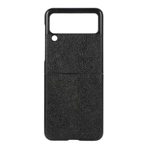 Coque Luxe Cuir et Plastique Housse Etui Mat H09 pour Samsung Galaxy Z Flip3 5G Noir