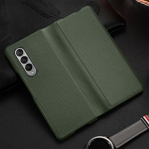 Coque Luxe Cuir et Plastique Housse Etui Mat L01 pour Samsung Galaxy Z Fold3 5G Pastel Vert