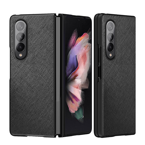 Coque Luxe Cuir et Plastique Housse Etui Mat L06 pour Samsung Galaxy Z Fold3 5G Noir