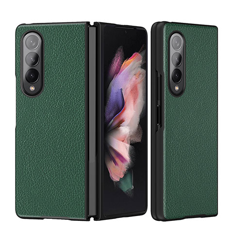 Coque Luxe Cuir et Plastique Housse Etui Mat L08 pour Samsung Galaxy Z Fold3 5G Vert