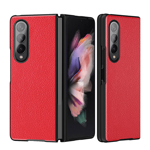 Coque Luxe Cuir et Plastique Housse Etui Mat L08 pour Samsung Galaxy Z Fold4 5G Rouge