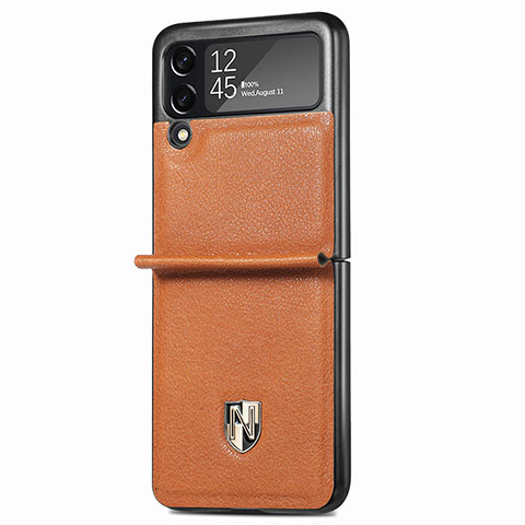 Coque Luxe Cuir et Plastique Housse Etui Mat L09 pour Samsung Galaxy Z Flip3 5G Marron