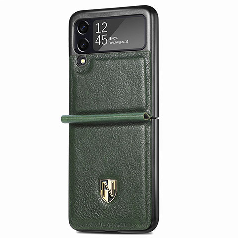 Coque Luxe Cuir et Plastique Housse Etui Mat L09 pour Samsung Galaxy Z Flip3 5G Vert