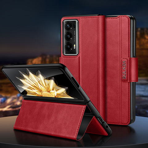 Coque Luxe Cuir et Plastique Housse Etui Mat LD2 pour Huawei Honor Magic V2 Ultimate 5G Rouge