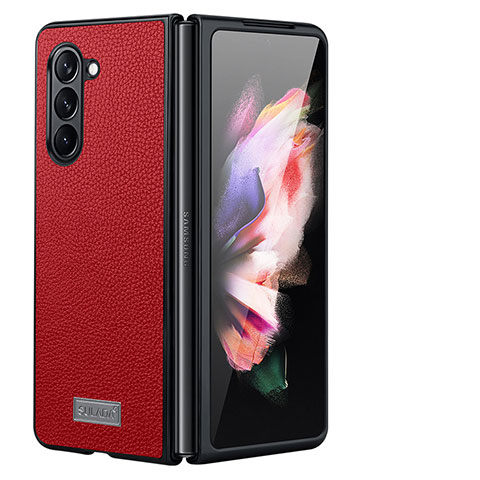 Coque Luxe Cuir et Plastique Housse Etui Mat LD3 pour Samsung Galaxy Z Fold5 5G Rouge