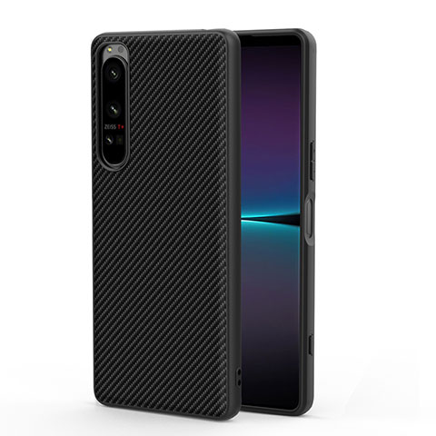 Coque Luxe Cuir et Plastique Housse Etui Mat pour Sony Xperia 1 IV Noir