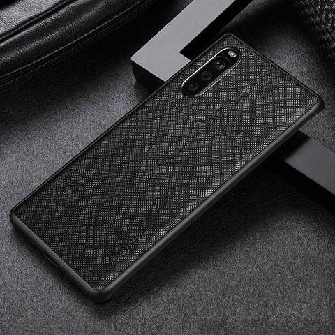 Coque Luxe Cuir et Plastique Housse Etui Mat pour Sony Xperia 10 III Noir