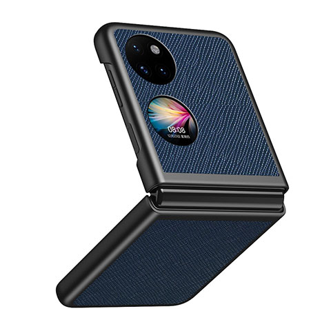 Coque Luxe Cuir et Plastique Housse Etui Mat QH2 pour Huawei P50 Pocket Bleu