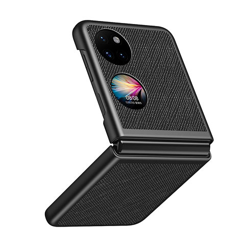 Coque Luxe Cuir et Plastique Housse Etui Mat QH2 pour Huawei Pocket S Noir