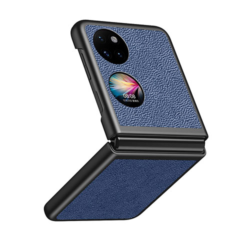 Coque Luxe Cuir et Plastique Housse Etui Mat QH4 pour Huawei P50 Pocket Bleu