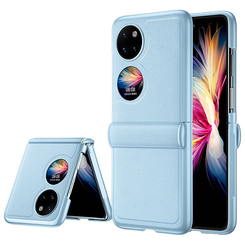 Coque Luxe Cuir et Plastique Housse Etui Mat QK2 pour Huawei Pocket S Bleu