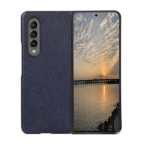 Coque Luxe Cuir et Plastique Housse Etui Mat R05 pour Samsung Galaxy Z Fold3 5G Bleu