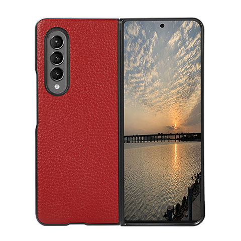 Coque Luxe Cuir et Plastique Housse Etui Mat R05 pour Samsung Galaxy Z Fold4 5G Rouge