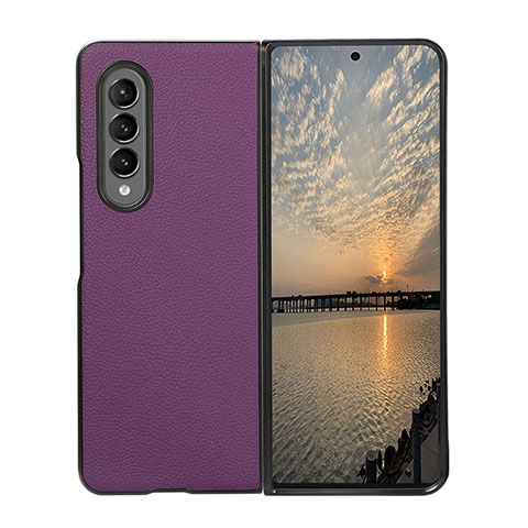 Coque Luxe Cuir et Plastique Housse Etui Mat R08 pour Samsung Galaxy Z Fold4 5G Violet