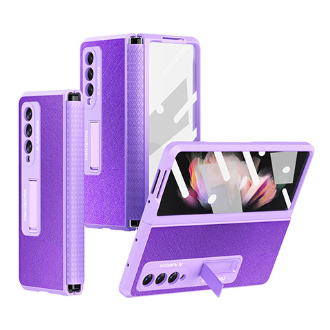 Coque Luxe Cuir et Plastique Housse Etui Mat R09 pour Samsung Galaxy Z Fold3 5G Violet