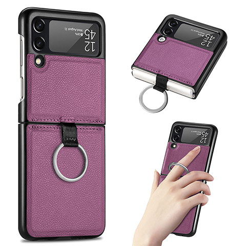 Coque Luxe Cuir et Plastique Housse Etui Mat S01 pour Samsung Galaxy Z Flip3 5G Violet