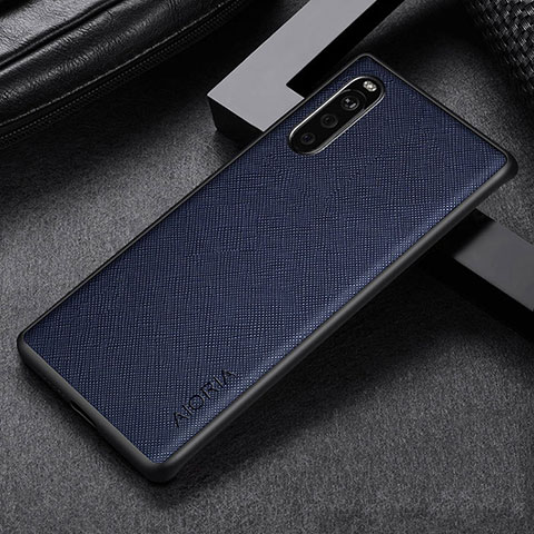 Coque Luxe Cuir et Plastique Housse Etui Mat S01 pour Sony Xperia 10 IV SO-52C Bleu