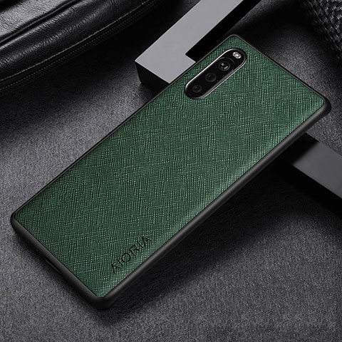 Coque Luxe Cuir et Plastique Housse Etui Mat S01 pour Sony Xperia 10 IV SO-52C Vert