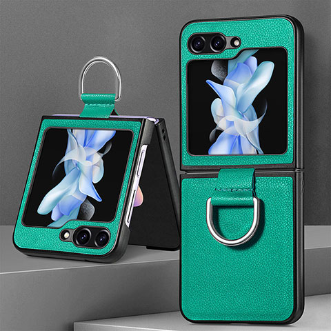 Coque Luxe Cuir et Plastique Housse Etui Mat S01D pour Samsung Galaxy Z Flip5 5G Vert