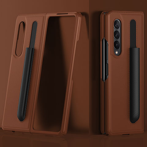 Coque Luxe Cuir et Plastique Housse Etui Mat S02 pour Samsung Galaxy Z Fold3 5G Marron