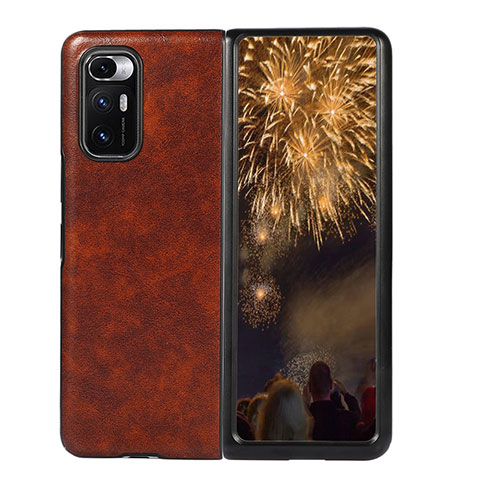 Coque Luxe Cuir et Plastique Housse Etui Mat S02 pour Xiaomi Mix Fold 5G Marron