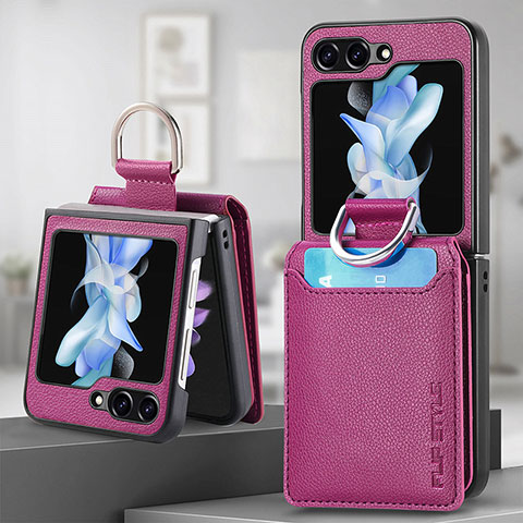 Coque Luxe Cuir et Plastique Housse Etui Mat S02D pour Samsung Galaxy Z Flip5 5G Violet