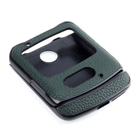 Coque Luxe Cuir et Plastique Housse Etui Mat S03 pour Motorola Moto RAZR (2022) 5G Vert