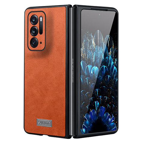 Coque Luxe Cuir et Plastique Housse Etui Mat S03 pour Oppo Find N 5G Orange