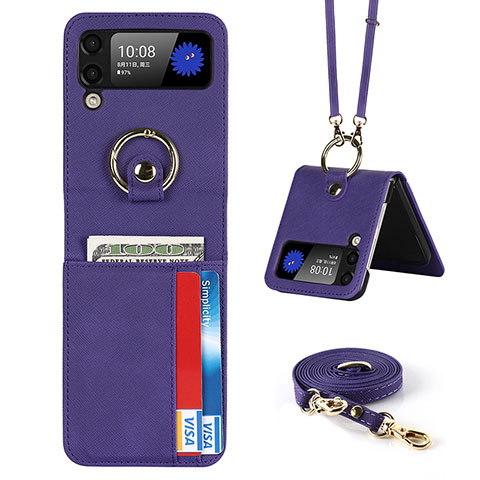 Coque Luxe Cuir et Plastique Housse Etui Mat S03 pour Samsung Galaxy Z Flip3 5G Violet