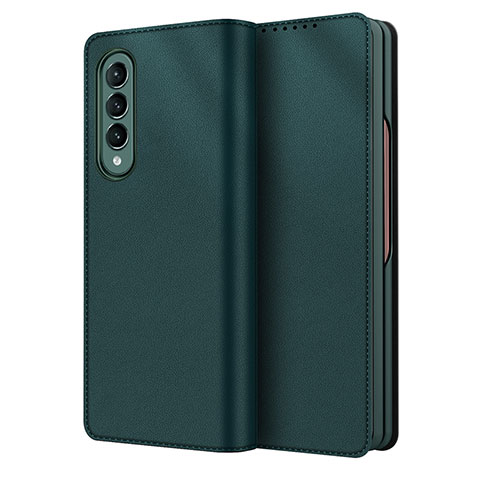 Coque Luxe Cuir et Plastique Housse Etui Mat S03 pour Samsung Galaxy Z Fold3 5G Vert