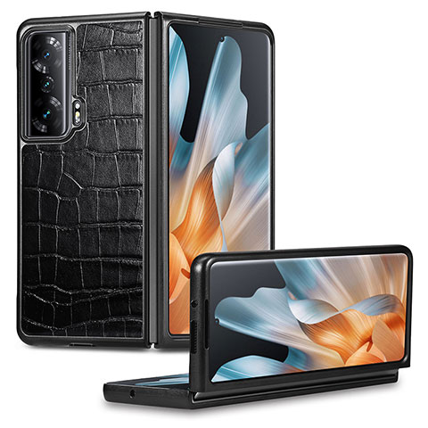 Coque Luxe Cuir et Plastique Housse Etui Mat S03D pour Huawei Honor Magic Vs Ultimate 5G Noir