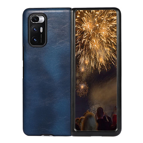 Coque Luxe Cuir et Plastique Housse Etui Mat S05 pour Xiaomi Mix Fold 5G Bleu