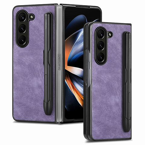 Coque Luxe Cuir et Plastique Housse Etui Mat S05D pour Samsung Galaxy Z Fold5 5G Violet