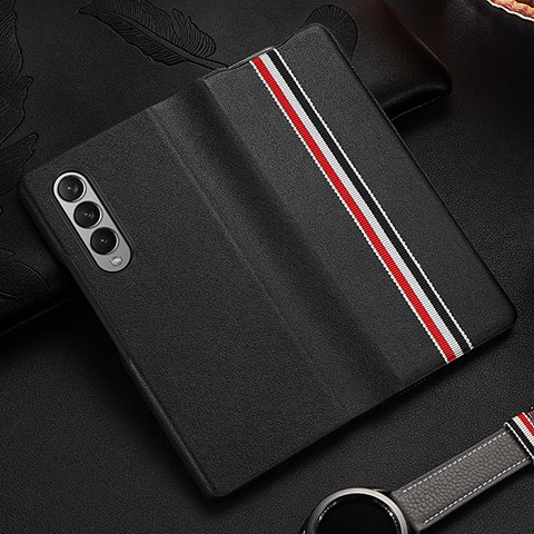 Coque Luxe Cuir et Plastique Housse Etui Mat S07 pour Samsung Galaxy Z Fold4 5G Noir