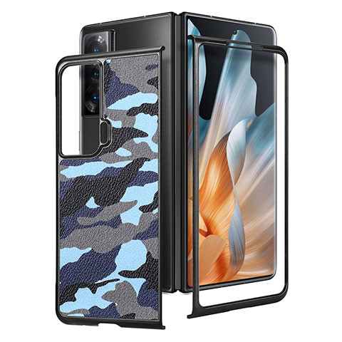 Coque Luxe Cuir et Plastique Housse Etui Mat S07D pour Huawei Honor Magic Vs Ultimate 5G Bleu