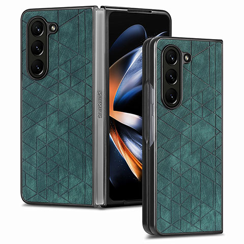 Coque Luxe Cuir et Plastique Housse Etui Mat S07D pour Samsung Galaxy Z Fold5 5G Vert