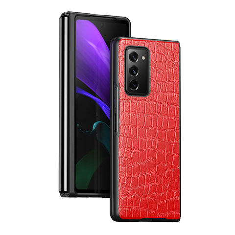 Coque Luxe Cuir et Plastique Housse Etui Mat S08 pour Samsung Galaxy Z Fold2 5G Rouge