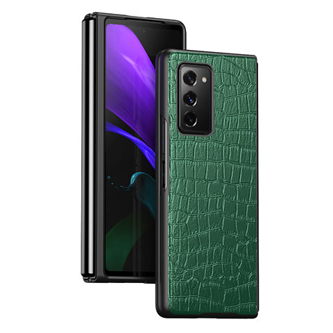 Coque Luxe Cuir et Plastique Housse Etui Mat S08 pour Samsung Galaxy Z Fold2 5G Vert