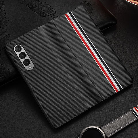 Coque Luxe Cuir et Plastique Housse Etui Mat S09 pour Samsung Galaxy Z Fold3 5G Noir