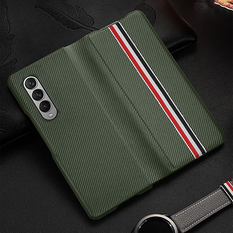 Coque Luxe Cuir et Plastique Housse Etui Mat S09 pour Samsung Galaxy Z Fold3 5G Pastel Vert