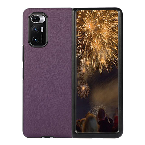 Coque Luxe Cuir et Plastique Housse Etui Mat S10 pour Xiaomi Mix Fold 5G Violet