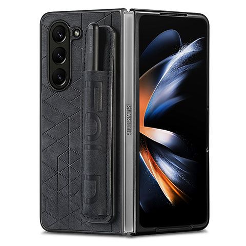 Coque Luxe Cuir et Plastique Housse Etui Mat S11D pour Samsung Galaxy Z Fold5 5G Noir