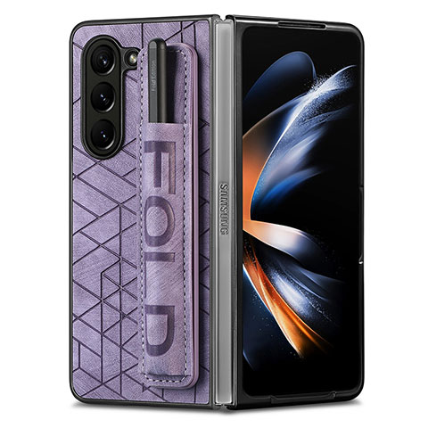 Coque Luxe Cuir et Plastique Housse Etui Mat S11D pour Samsung Galaxy Z Fold5 5G Violet