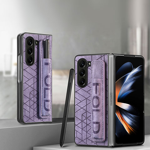 Coque Luxe Cuir et Plastique Housse Etui Mat S12D pour Samsung Galaxy Z Fold5 5G Violet