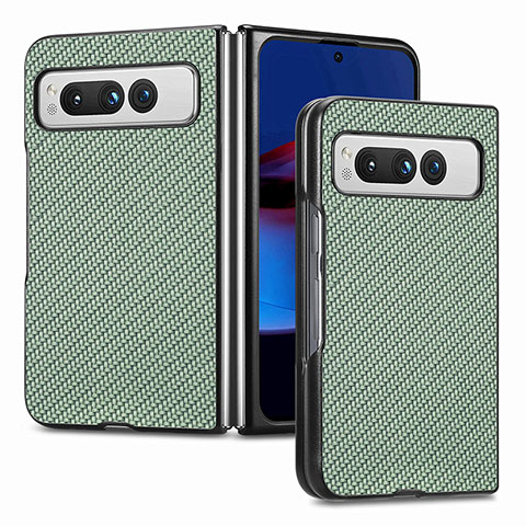 Coque Luxe Cuir et Plastique Housse Etui Mat SD1 pour Google Pixel Fold 5G Vert