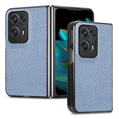 Coque Luxe Cuir et Plastique Housse Etui Mat SD1 pour Oppo Find N2 5G Bleu